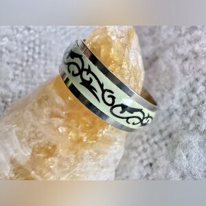 Unisex Ring Black & Mint Wire Pattern Stainless Steel NWOT Size 10 1/4